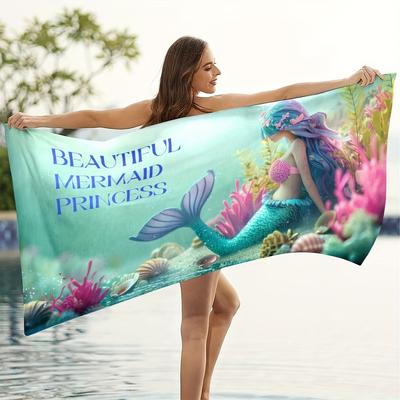 Meerjungfrauen-Muster Strandtuch Schnelltrocknend Wasserabsorbierendes Badetuch Superweiches Strandtuch Für Strand Badezimmer Outdoor Camping