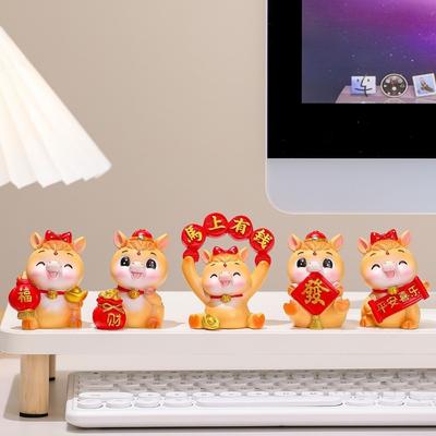 Süßes Maskottchen für das Jahr 2026, Jahr des Pferdes, Lebensechte Pferdestatuetten, Dekoration aus Harz für das Auto-Interieur