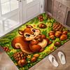 1pc, 2D Flat Printing, Cute Squirrel Acorn Pinecone Doormat for Entryway and Living Room, Colorful Non-Slip Machine Washable Polyester Mat, Suitable F