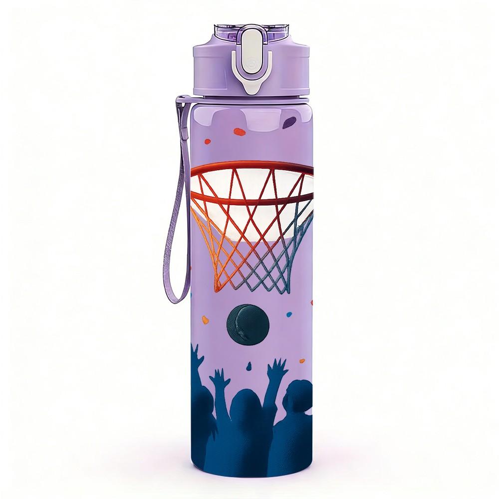 1PC Basketball Hoop Celebration 750ml Color Plastic Sports Water Bottle Leakproof Flip Straw Lid Suitable for Sports Office Home Use