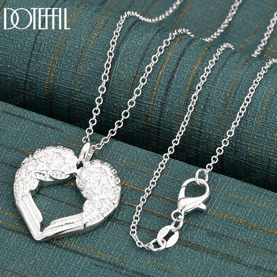 925 Sterling Silver Heart Necklace Wedding Jewelry