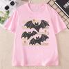 Vintage Bat Halloween TShirt Spooky Season Tee Fall Top Boho Witchy Goth Apparel T Shirts Casual Round Neck Printed Tshirts