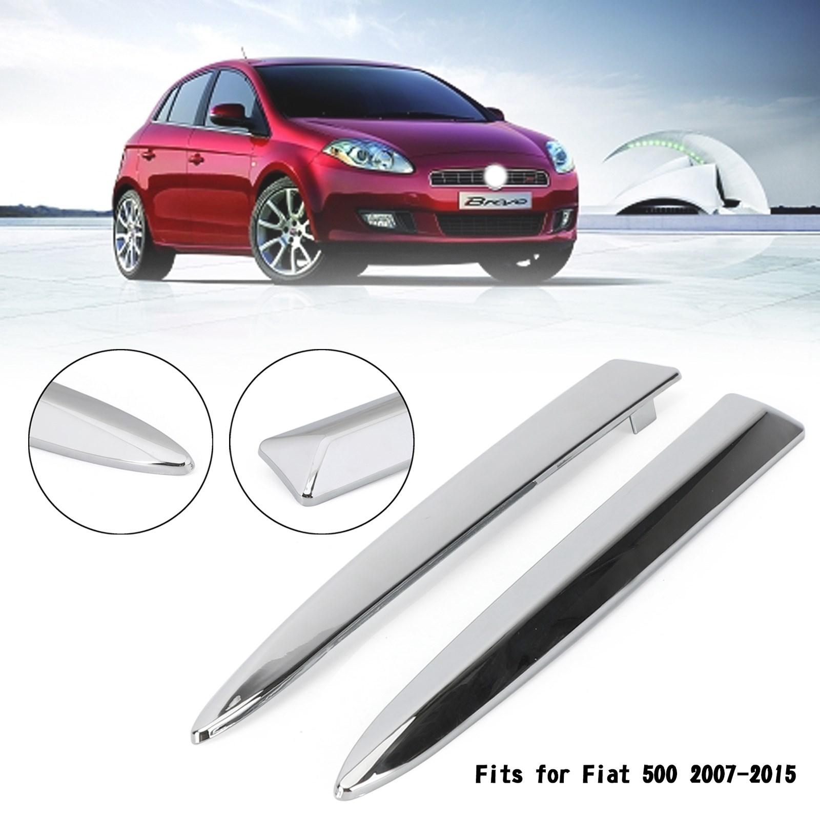 

Pair Chrome Front Bumper Upper Grill Moulding Trim For Fiat 500 2007-2015