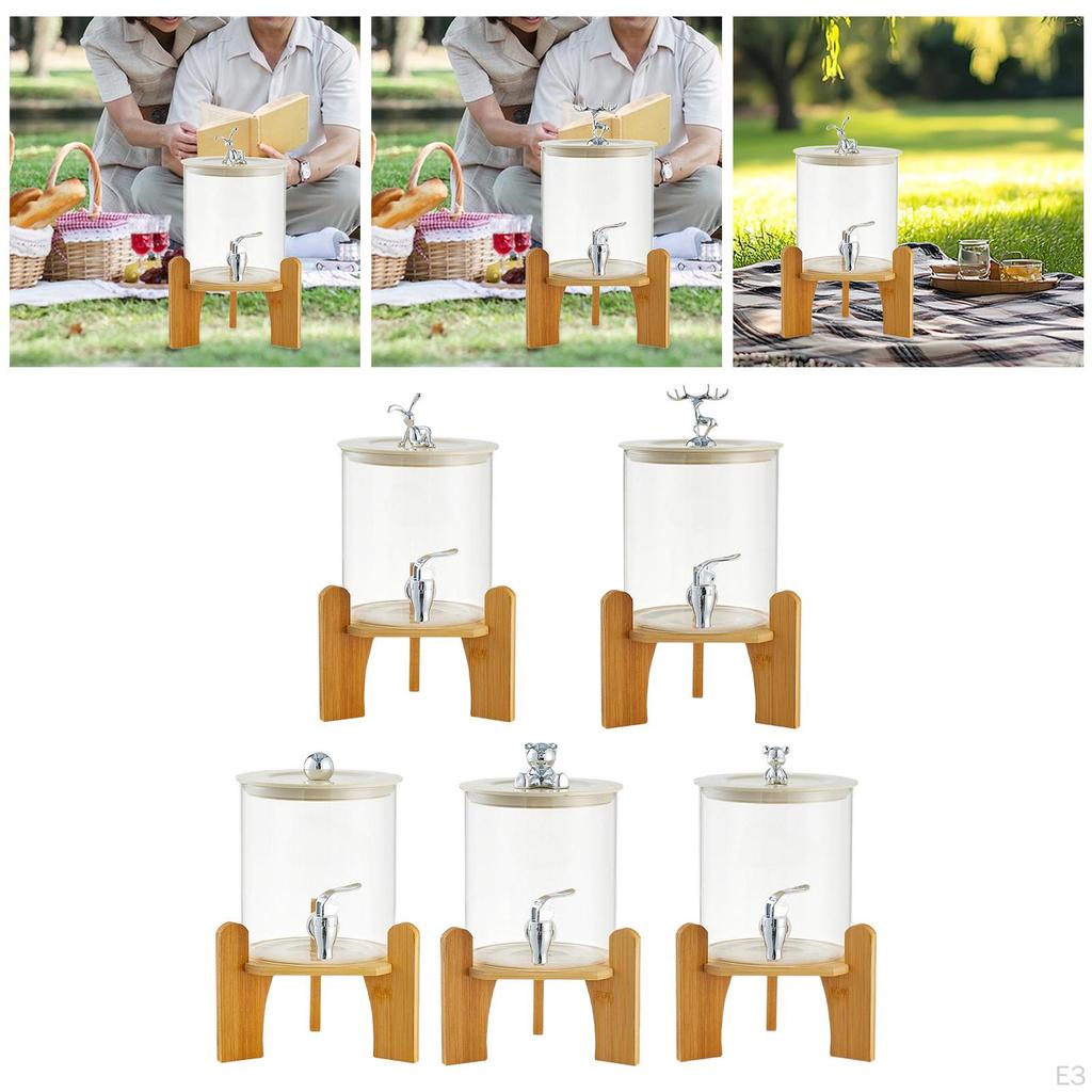 Glass Drink Dispenser with Spigot, 3.5L Cold Beverage Stand for Restaurants,