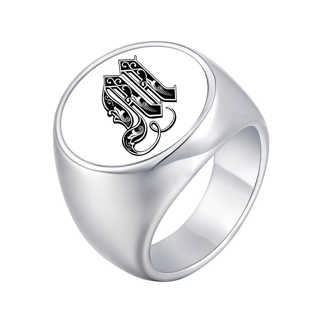 Vnox Personalized Retro Initials Signet Ring for Men, 20mm Wide Band Rings Stainless Steel Letters Custom Jewelry Gifts for Him