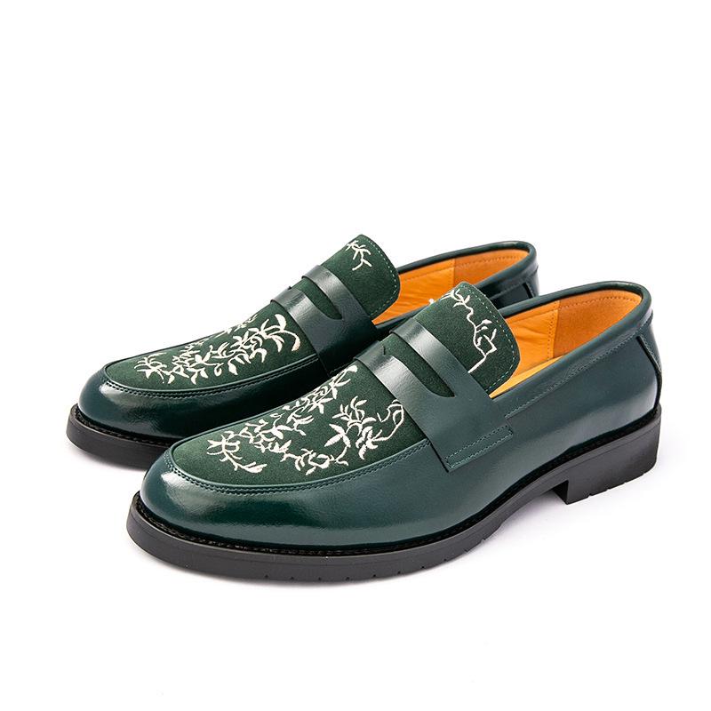 Slip-on High-End Business Casual Loafers: Men's British Style Leather Shoes for Weddings and Suits
