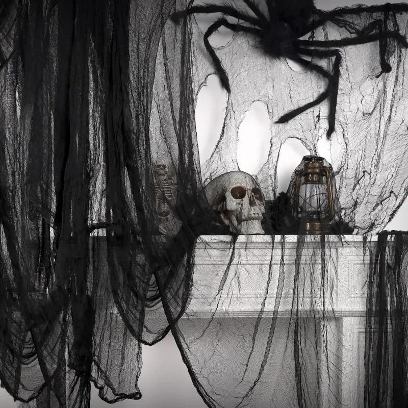 110 ks Halloweenská gáza Hororová síťovina Pavučina Duchové Tkaniny Závěsná gáza Strašidelné domy Make-up party DIY Scénické rekvizity