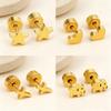 Love Round Cake Earrings Exquisite and Small Student Earrings 18K Stainless Steel Pat Plug Earrings