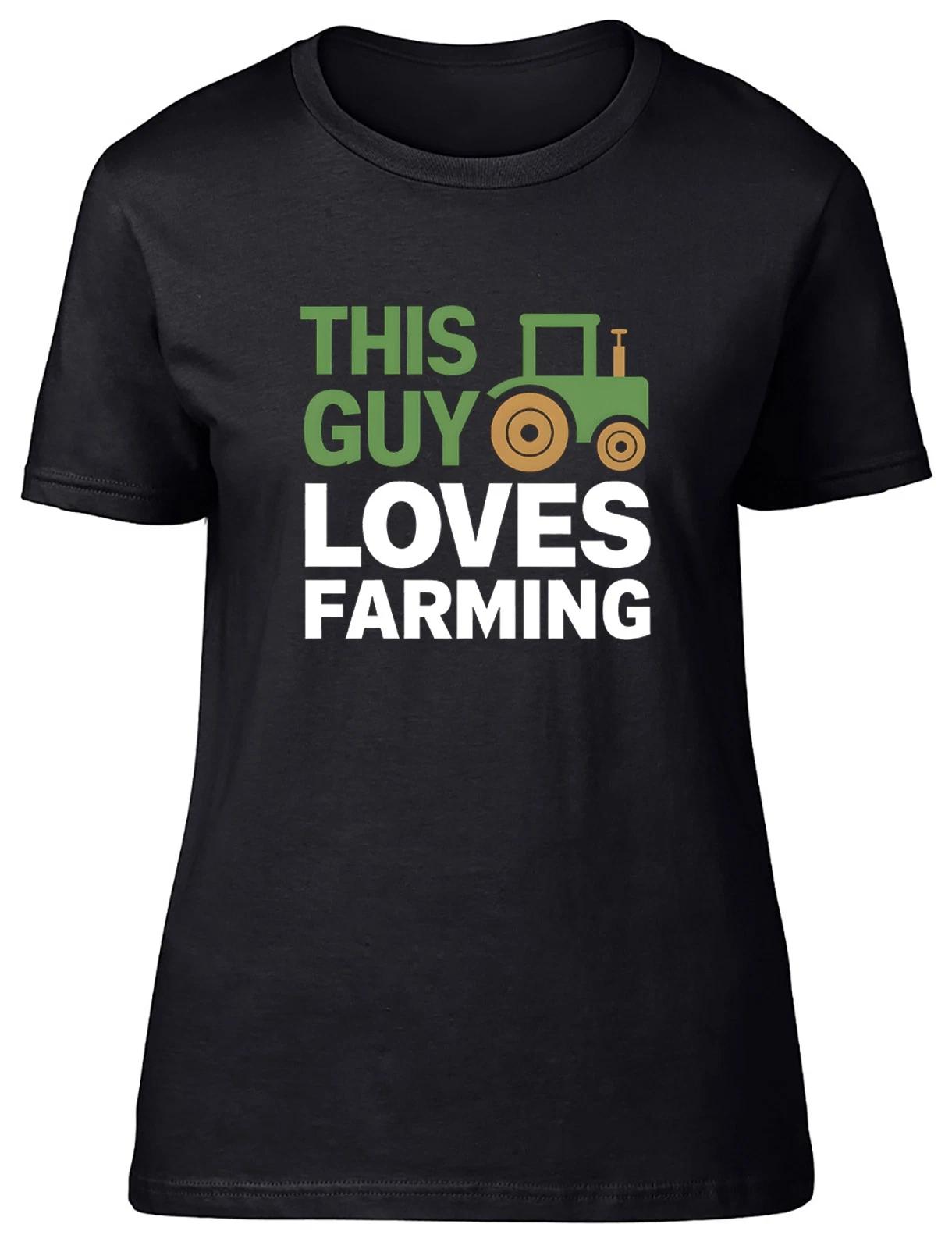 This Guy Loves Farming Funny Farmer Womens T-Shirt Ladies Gift Tee XS