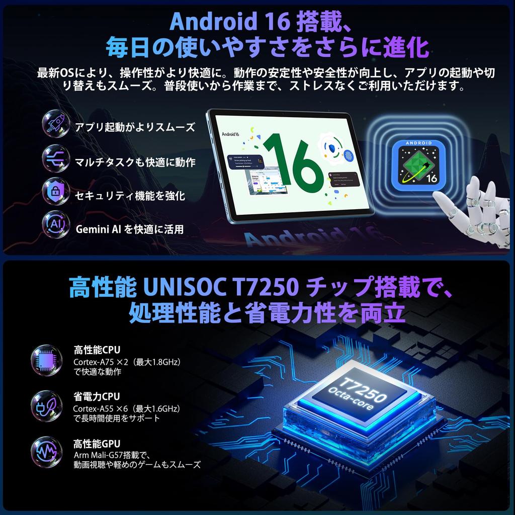 UBDXBD M70 Android 16 20GB RAM 128GB Facial Large 8000mAh Fast Gemini FM Japanese Instruction Blue 11-inch Tablet, Wi-Fi Model, 90Hz, + ROM,