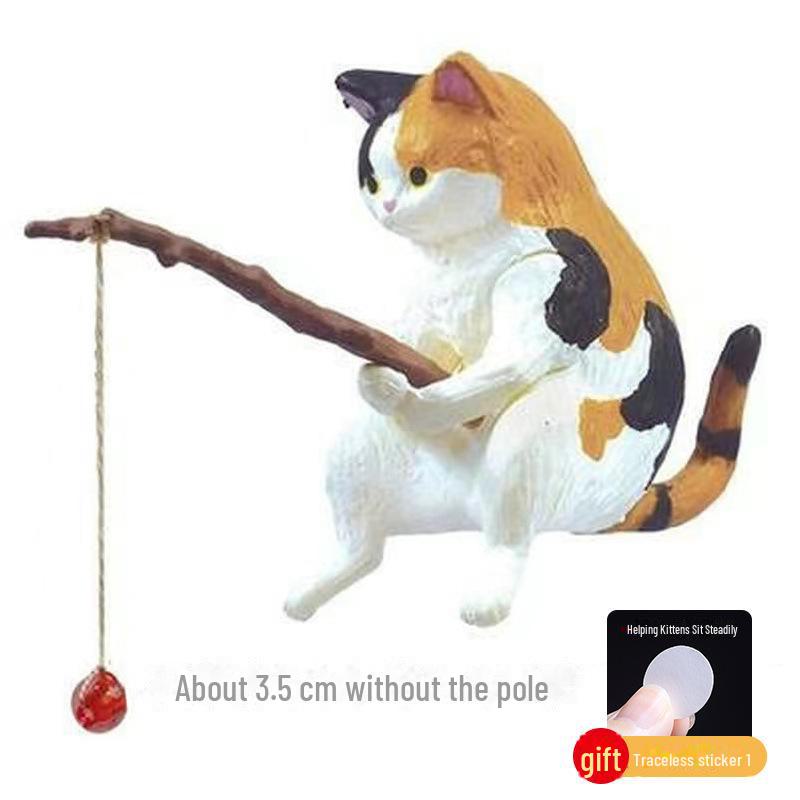 Creative and Cute Car Accessories: Cat Fishing Ornaments, Healing Doll, Console Screen, Rearview Mirror