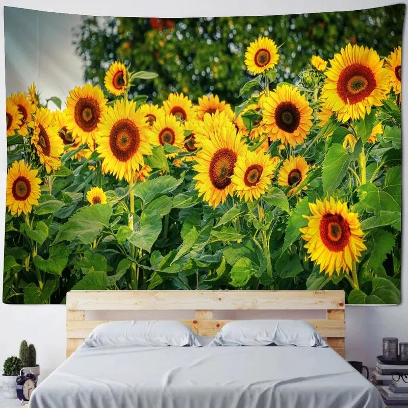 Home Wall Decoration Tapestry Sunflower Field Background Office Living Room Tapestry