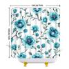 1 Stück Eleganter Aqua-Blauer Floraler Duschvorhang - Polyesterstoff, Maschinenwaschbar, Geeignet für Badezimmerdekoration