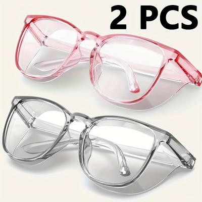 1/2pcs Pink Transparent Box Women Glasses Full Frame Design Transparent Lenses Fashion Casual Style