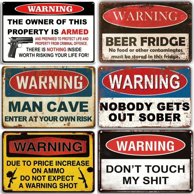 Warning Notice Vintage Metal Tin Poster Funny Metal Tin Signs Posters Plate for Garage Bar Cafe Club Home Room Wall Decor