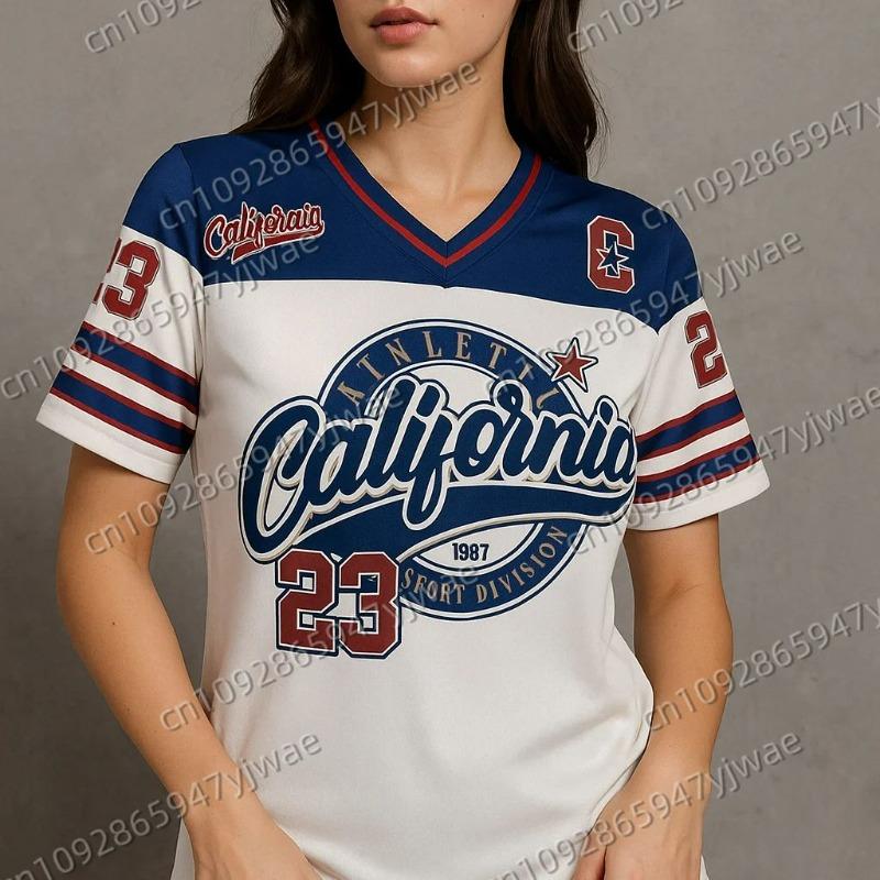 

Women s California 23 Printed V-Neck Short Sleeve T-Shirt Summer Graphic Tee Baseball Jerseys Plus Size Men s Sport T-Shirt 6XL