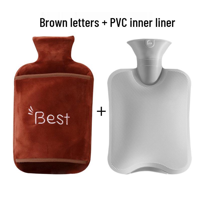 Thickened Velvet Hot Water Bottle with Hand Inserts for Warmth and Anti-Scald Heat Therapy.
