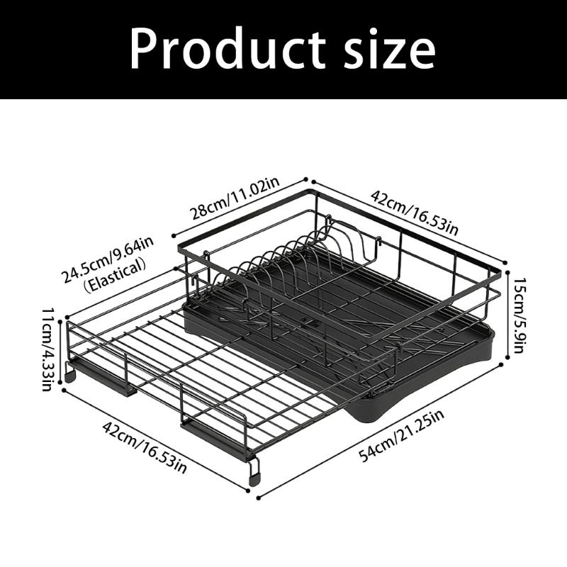 Expandable Over Sink Dish Rack Metal Open Wire Drainer for Plates Bowls Cups and Everyday Dish Drying Tasks for Household Use