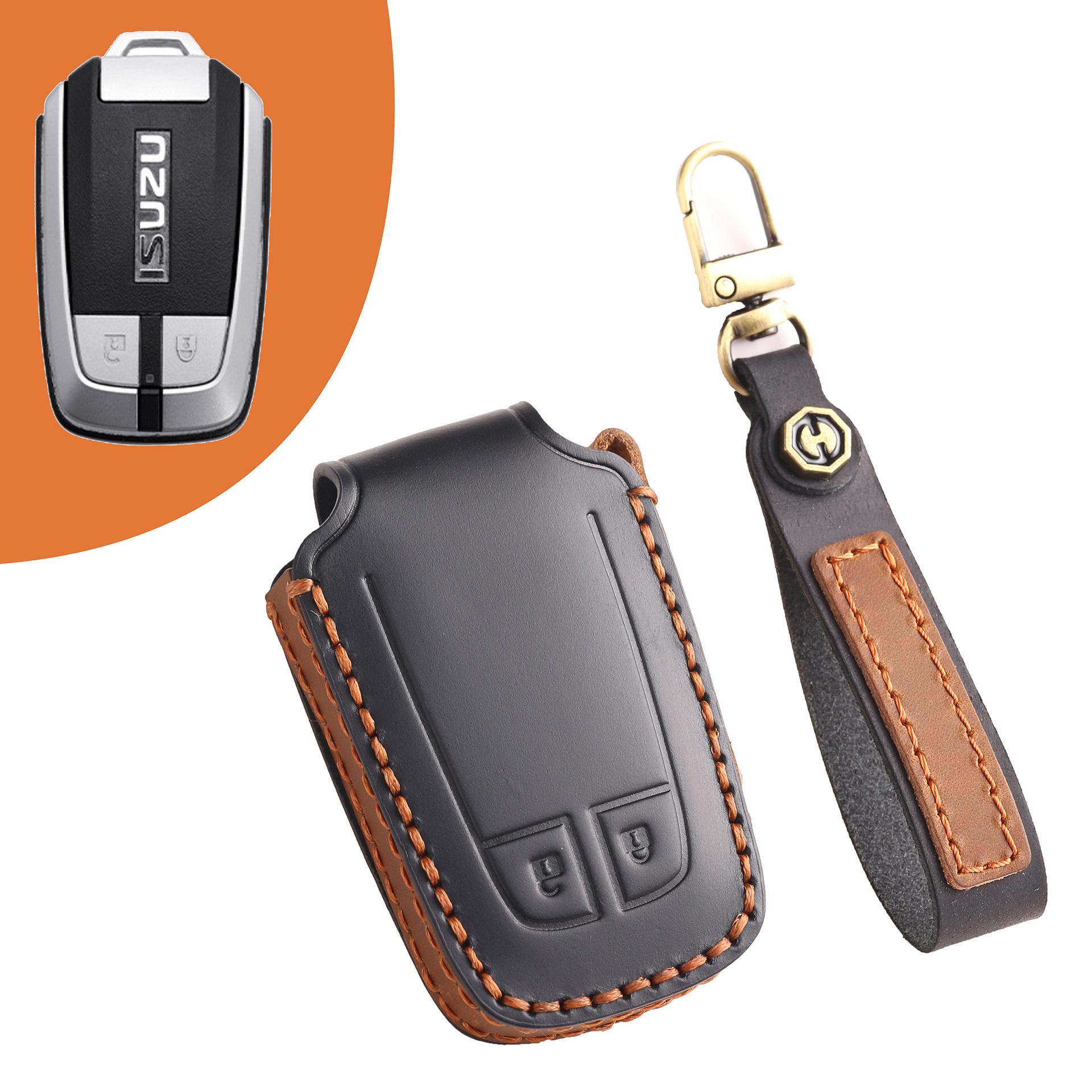 

Suitable for Isuzu 15 18 20 mux ranger key case, genuine leather old d-max high-end key case чёрный