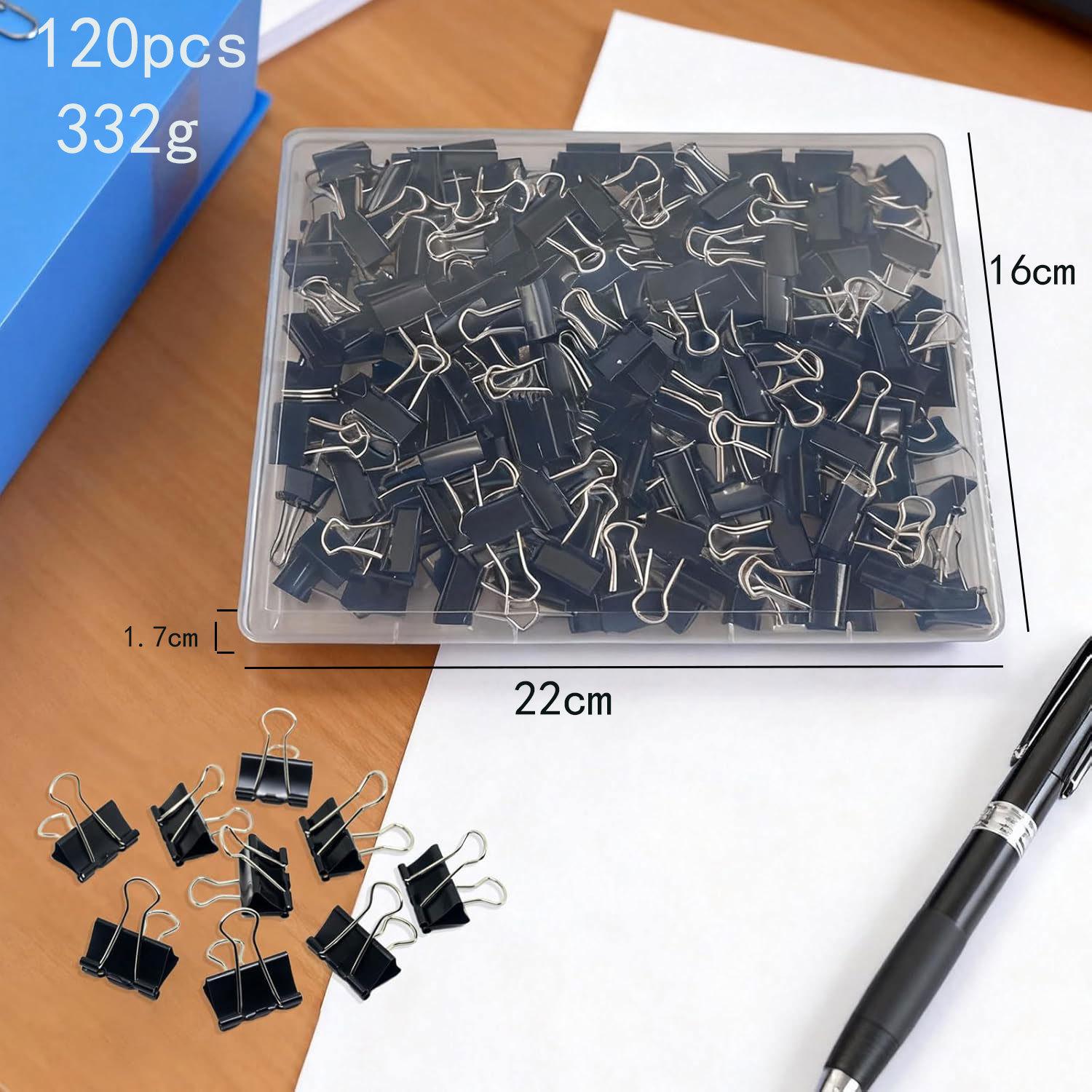 19mm Flat Long Tail Document Clips - Black Metal Office Stationery Binding Clips