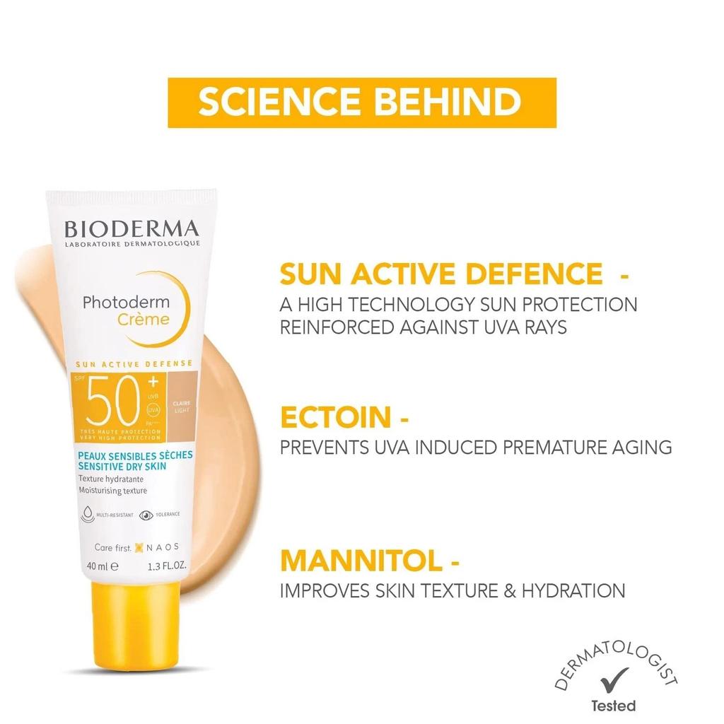Bioderma PHOTODERM CREME SPF50+ LIGHT Tinted Sunscreen For Sensitive Skin 40ml