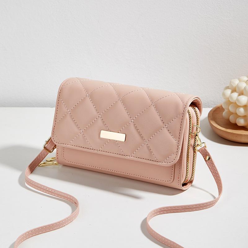 Versatile Double-layer Embroidered Mobile Phone Bag Women's Bag New Diamond Embroidered Small Fragrant Shoulder Bag Women's Messenger Bag