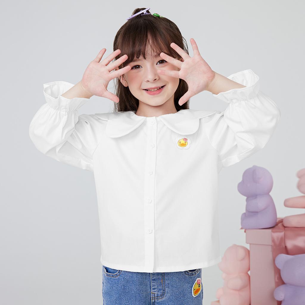 B. Duck Little Yellow Duck Children's Clothing Girls' New Princess Wind Lotus Leaf Edge Shirt