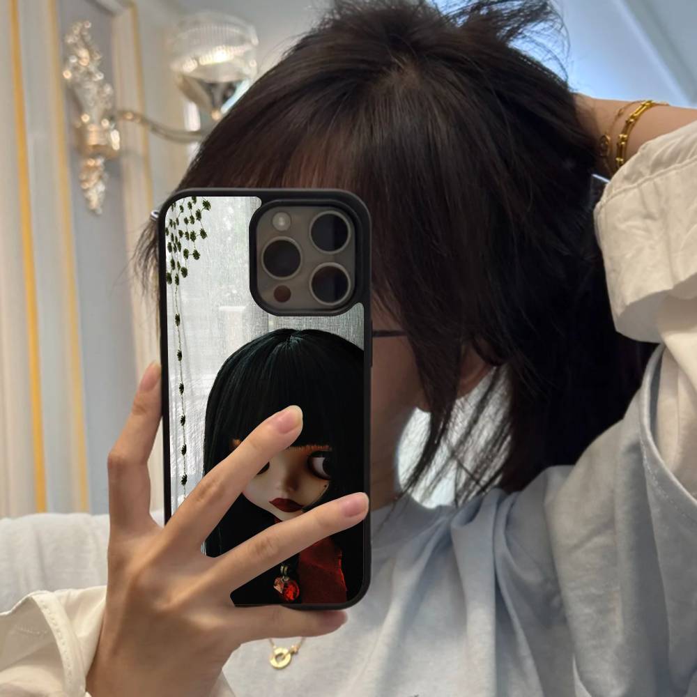 Dark Cute Girl Doll  Hard Plastic Phone Case For Iphone 17 Air 16 15 14 13 12 11Pro Max PC TPU Cover
