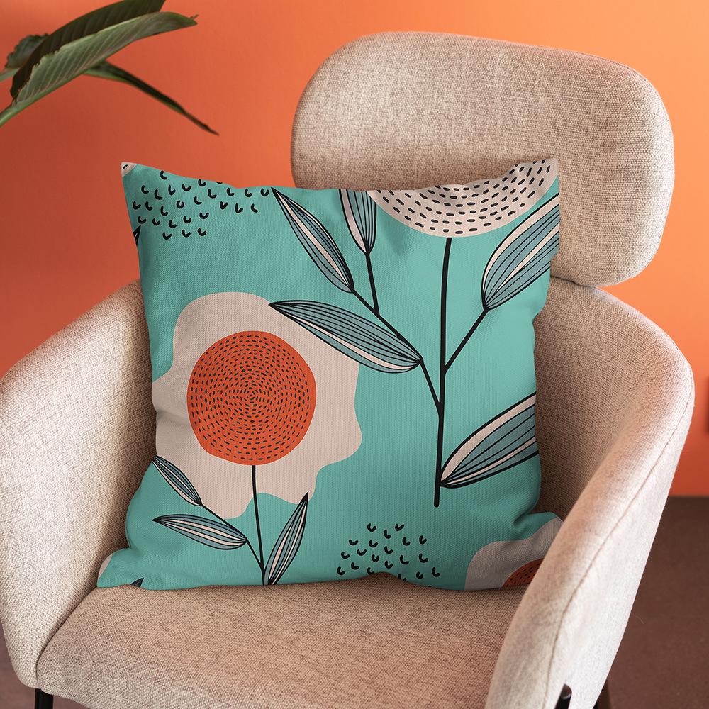 Nordic Abstract Art Flower Print Pillowcase Short Plush Pastoral Simple Home Sofa Cushion Car Cushion
