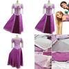 Cadılar Bayramı Partileri İçin Zarif Yetişkin Masal Prensesi Tangled Rapunzel Cosplay Kostümü