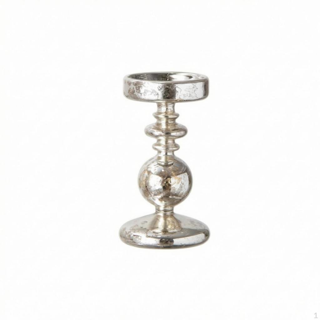 Pedestal Candle Holder MetalLook Tabletop Candlestick Decorative with Round Base