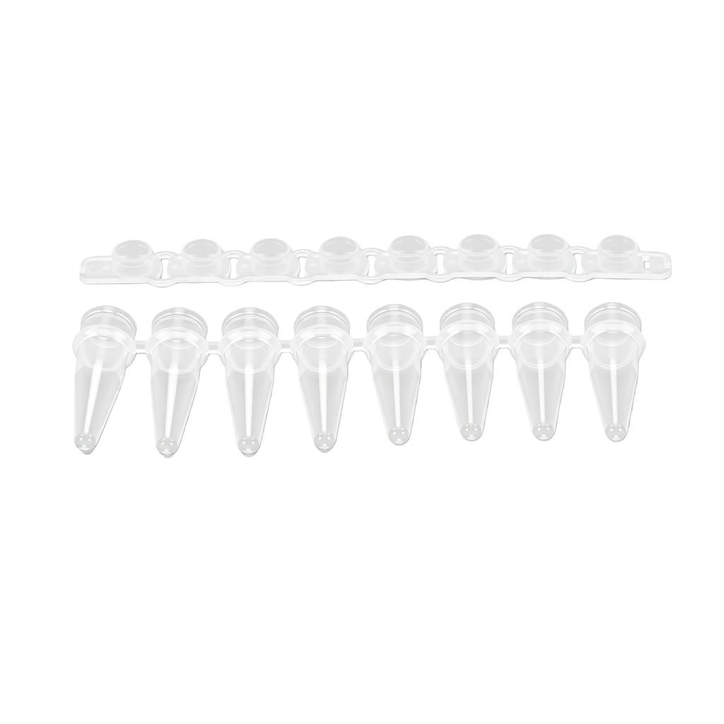 200PCS 8 Strip PCR Tubes with Caps 0.2ml Transparent Microcentrifuge Tube for Experiments