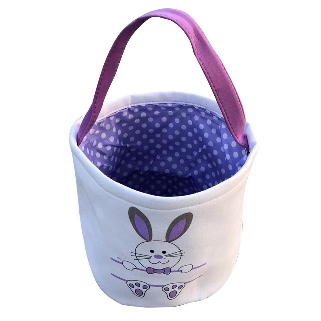 Easter Basket Holiday  Bunny Printed Canvas Gift Carry Candy Bag