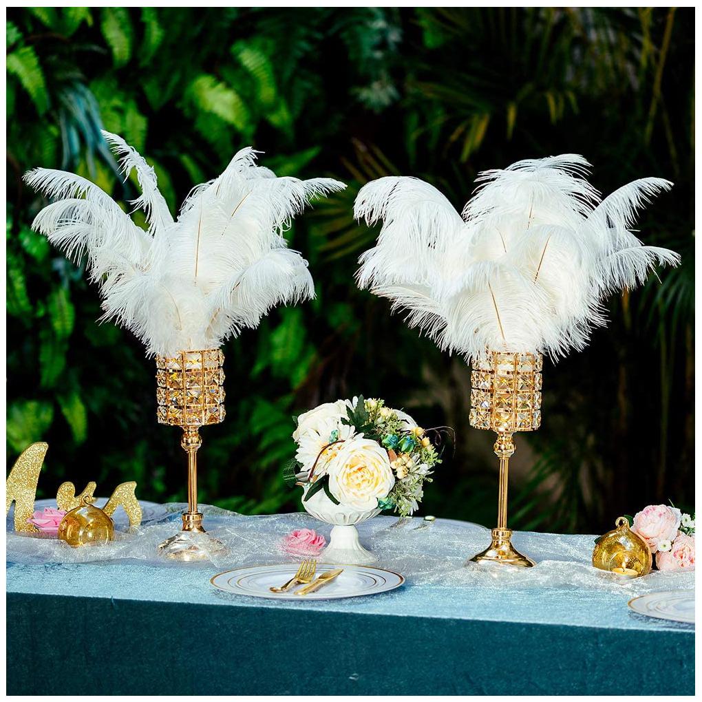 YY.Home Crystal Candle Holder Table Centerpiece Gold Wedding Party Candlestick Home Tabletop Stand Gift Decoration