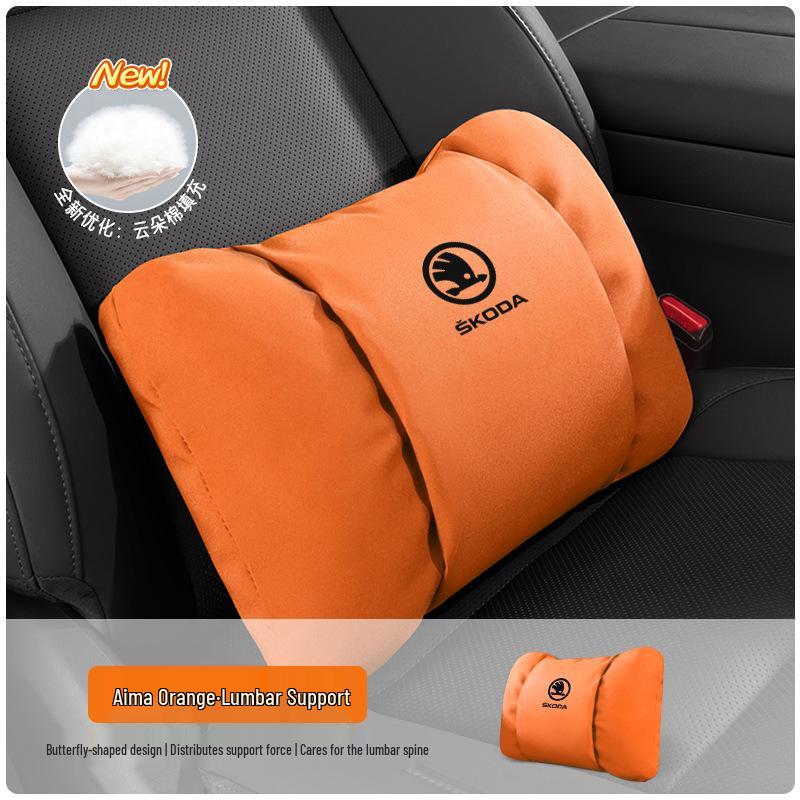 Skoda Headrest Lumbar Support Pillow for Octavia, Superb, Kamiq, Karoq - Neck Protection Cushion
