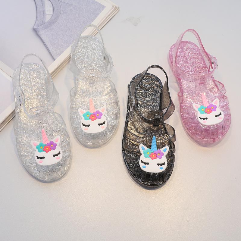 Sandali Sandali Bambino Estivi Nuovi Carini Ragazzo Scarpe da Spiaggia Trasparenti Gelatina Scarpa da Principessa Traspiranti Scarpe Romane Scarpe Bambini