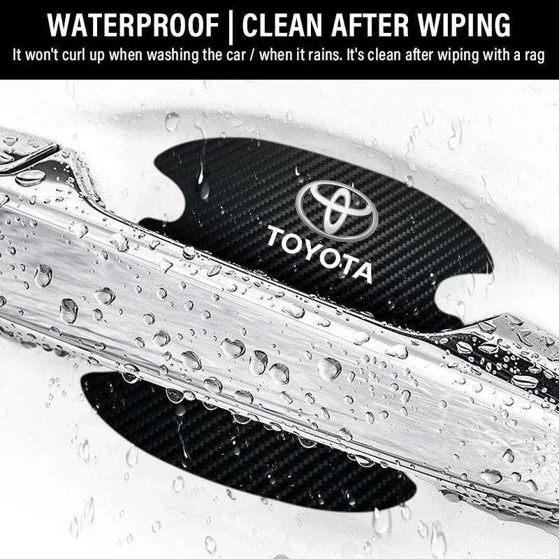 4 stk/sett Bil Dørhåndtak Anti-ripe Klistremerke Karbonfiber For Toyota TRD RAV4 Avensis Yaris Levin Reiz Crown Vios Tilbehør