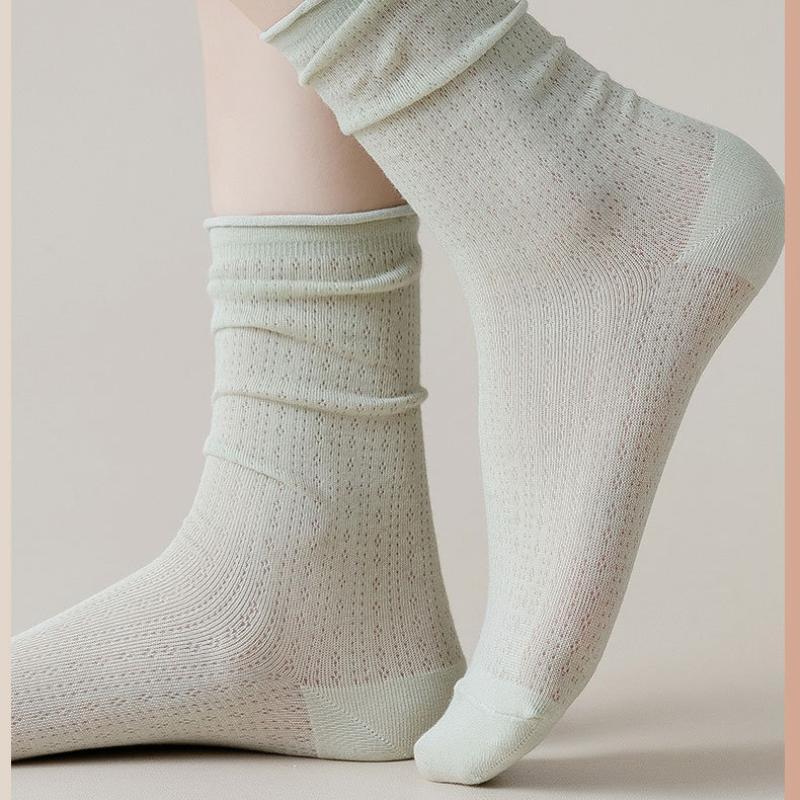 Lot de 5 paires de chaussettes Harajuku pour femme, couleur unie, en coton respirant, style tube central, collection printemps-été