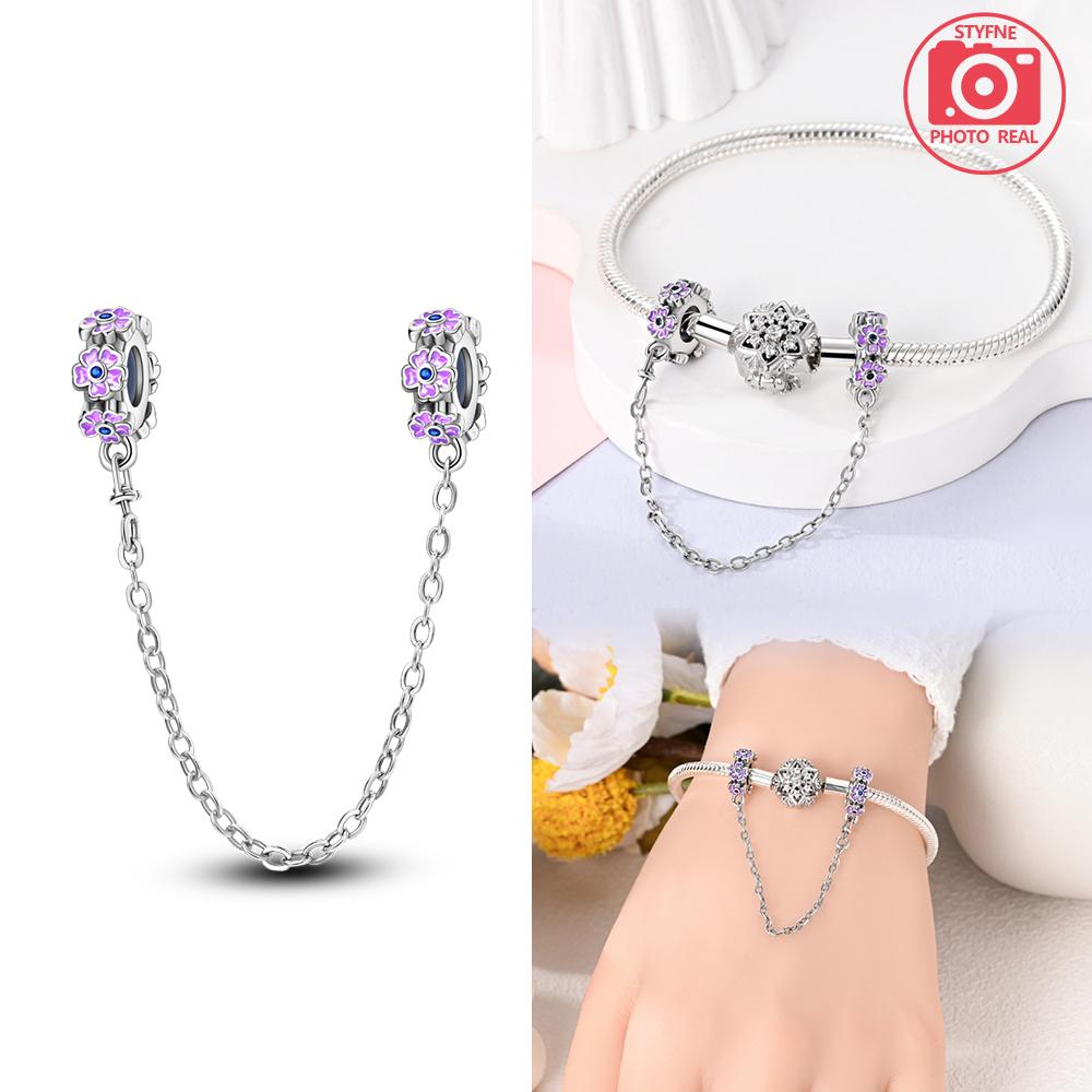 New Copper Colors Pink And Purple Butterfly Safety Chain Pendant Fit Copper Colors Original Bracelets Diy Birthday Jewelry Gift