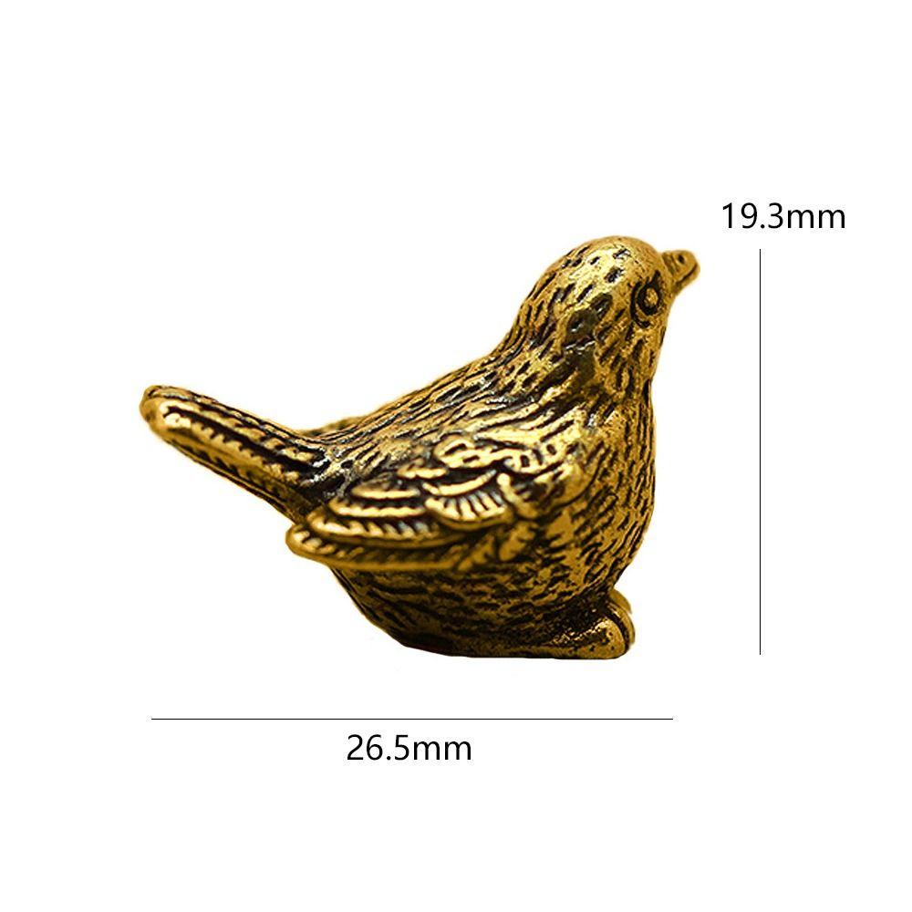 Søt Messing Spurv Statue Vintage Lykkebringende Spurv Miniatyrfigurer Utsøkt Kobber Spurv Ornament Hjem Skrivebordsdekor