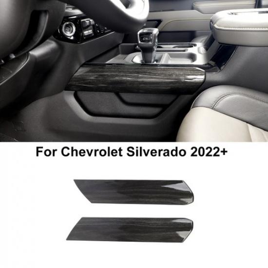 Black Wood Interior Steering Center Console Cover Trim For Chevy Silverado +