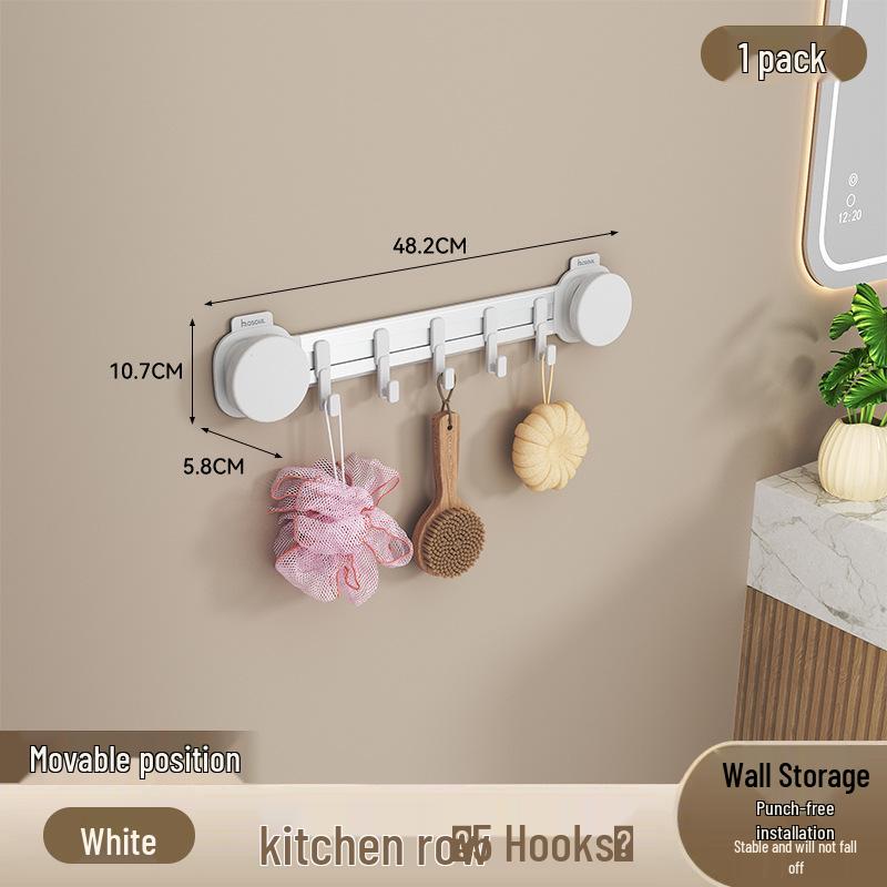 Wall-Mounted No-Drill Kitchen Hooks: Multifunctional Spatula and Utensil Storage Rack & Clothes Hanger