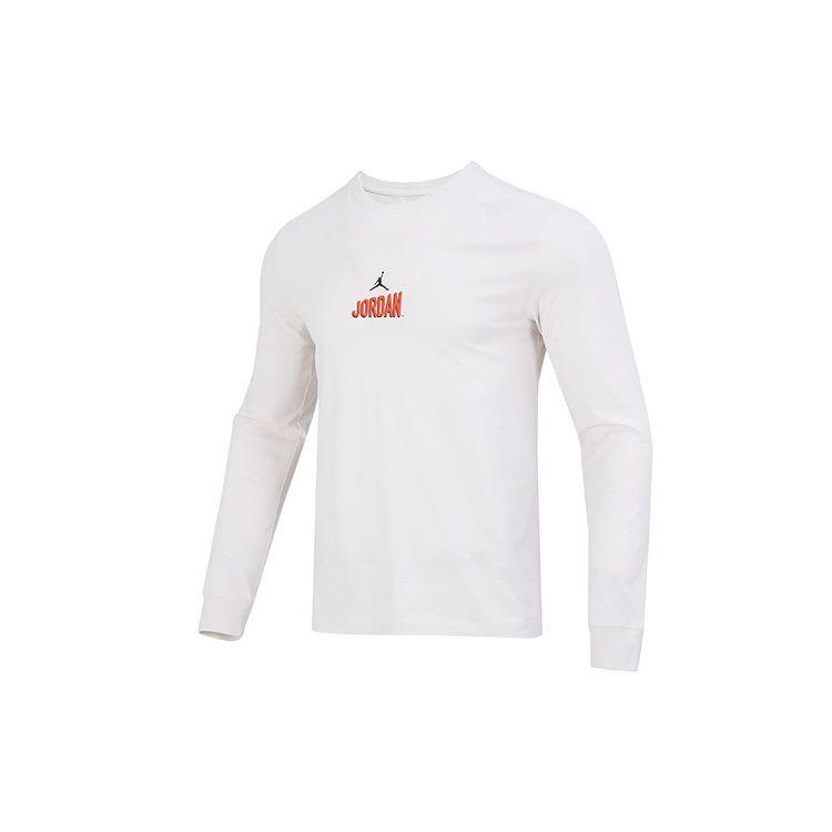 Jordan Flight Mvp Long Sleeve Crew T-Shirt With Letter Logo And Drop Shoulder Men Tops White DV8433-030