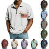 Men’s Short Sleeve Polo Shirt with Zipper Collar Printed with 250 Years of 1776–2026 and Flag Design