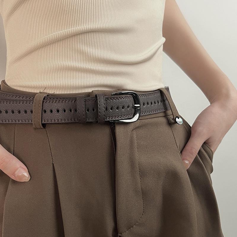 Women's Brown No-Punching Belt: Stylish and Versatile 2023 Jeans Accessory