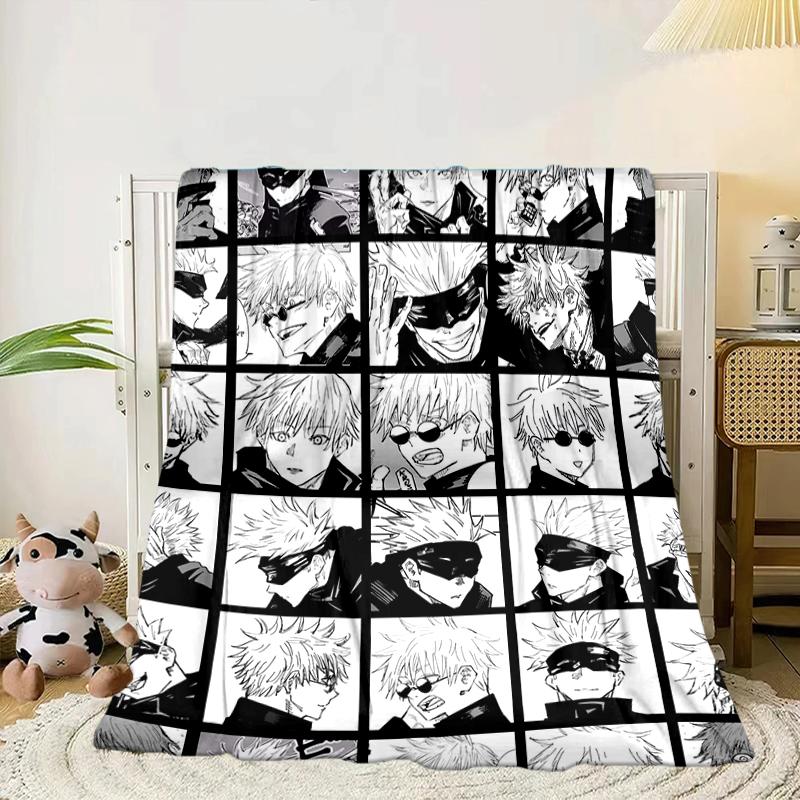 Jujutsu Curse Battle Blanket Flannel Blanket for bed, sofa, Camping, Hiking, Picnic Essentials, gift for family Fan gifts