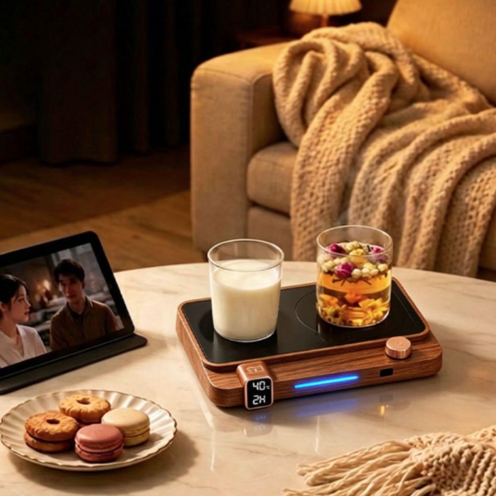 Adjustable Temperature Mug Warmer Temperature Display Thermal Coaster Cup Heater Lunch