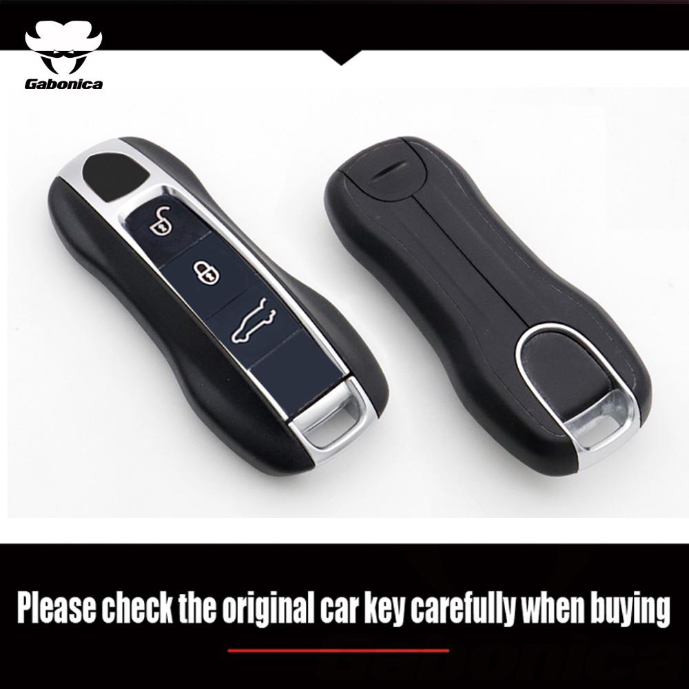 For Porsche Cayenne Coupe Panamera Taycan 911 971 9Ya Macan Boxste Carbon Fiber Car Key Fob Case Cover Keyless Chain Ring Holder