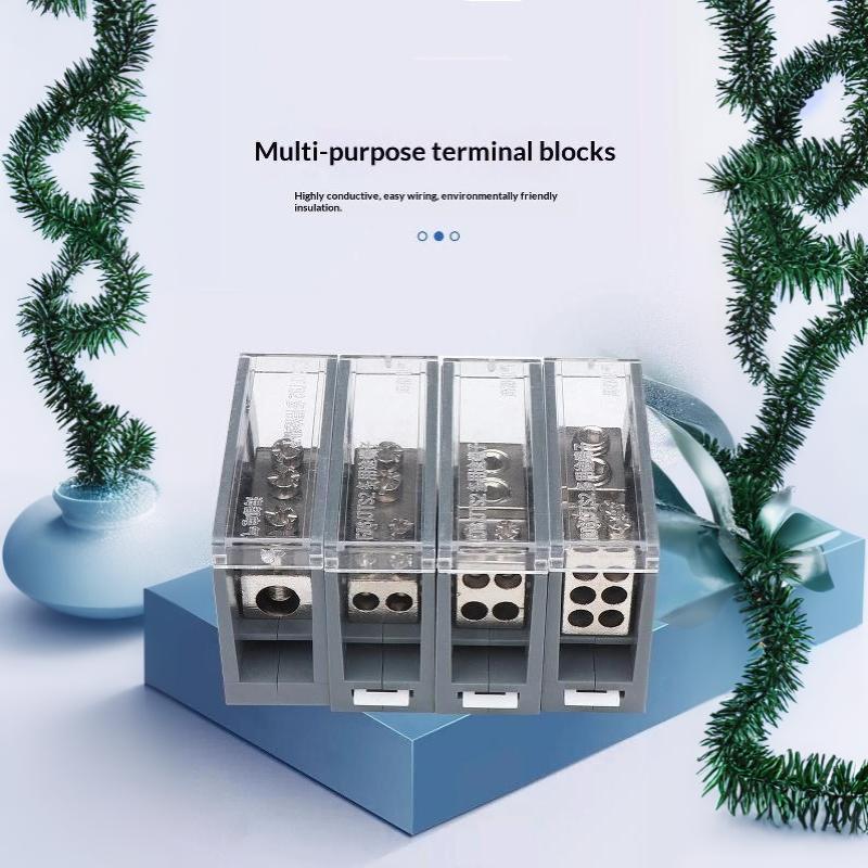 One In Multiple Out Din Rail Terminal Block 150A Universal Distribution Box Wire Connector Abs/Copper Power Junction Box