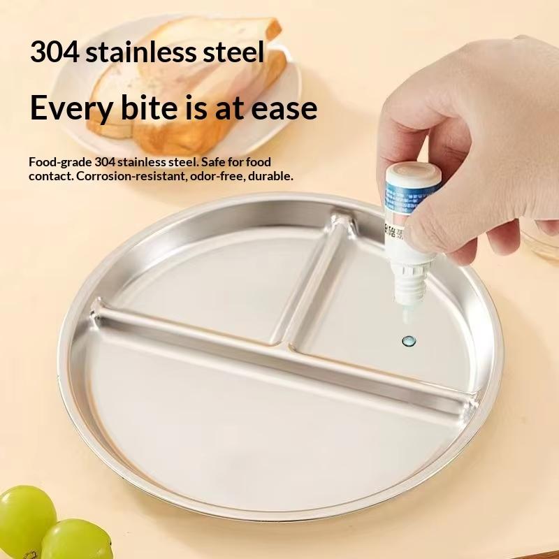 304 Stainless Steel  Modern Minimalist Design Three-Compartment Square Sleeves Dishwasher Safe Eco-Friendly Plate